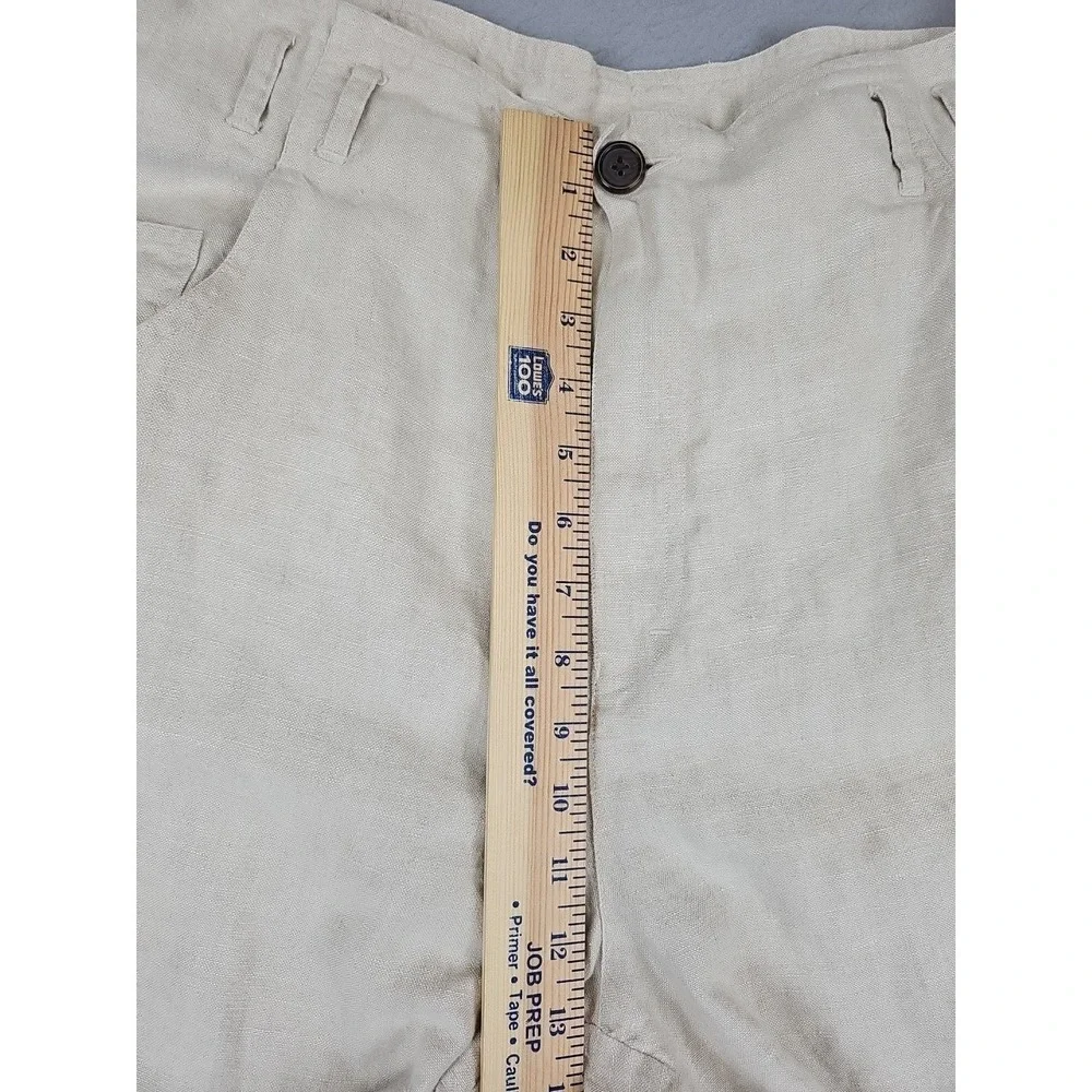 VTG Banana Republic 100% Linen Wide Leg High Waist Pants Size 12 31x28 Beige Y2K